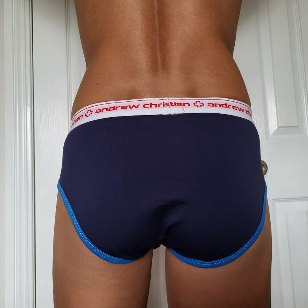 Andrew Christian Vintage Briefs Large Navy Blue NEW - Picture 6 of 6